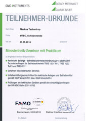Markus Teckentrup, Messtechnik-Seminar mit Praktikum