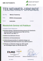 Markus Teckentrup, Messtechnik-Seminar mit Praktikum
